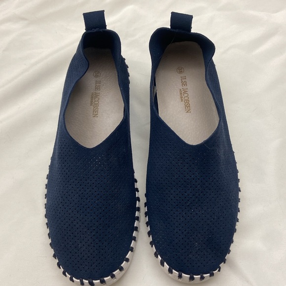 Ilse Jacobsen Hornbak navy slip open comfort shoes size 38/8 - Picture 2 of 4